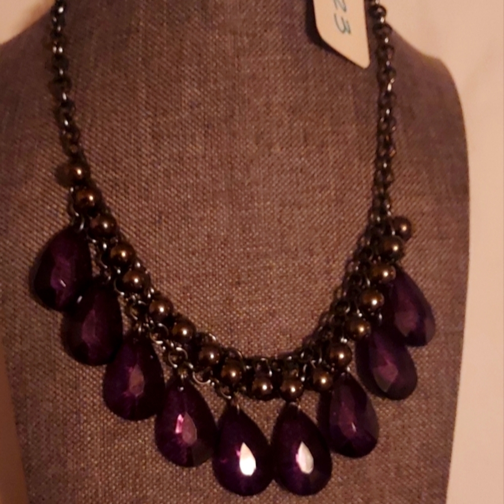 Paparazzi Purple Teardrop Necklace Elegant Statement Jewelry
